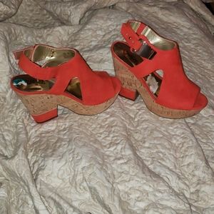 Red and cork Carlos wedges